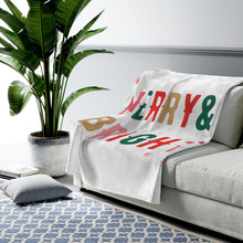 Load image into Gallery viewer, Christmas Holiday Merry & Bright Plush Blanket Throw