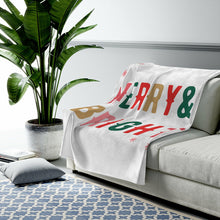 Load image into Gallery viewer, Christmas Holiday Merry & Bright Plush Blanket Throw