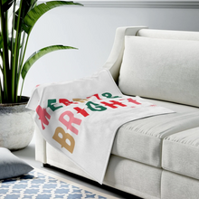 Load image into Gallery viewer, Christmas Holiday Merry & Bright Plush Blanket Throw