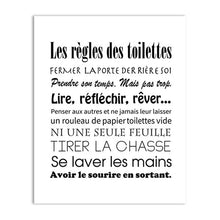 Load image into Gallery viewer, French Toilet Rules Canvas Art Print Poster