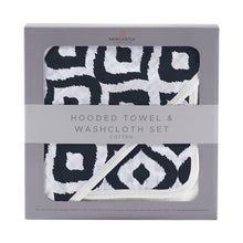 Load image into Gallery viewer, Moroccan Blue Hooded Towel and Washcloth Set
