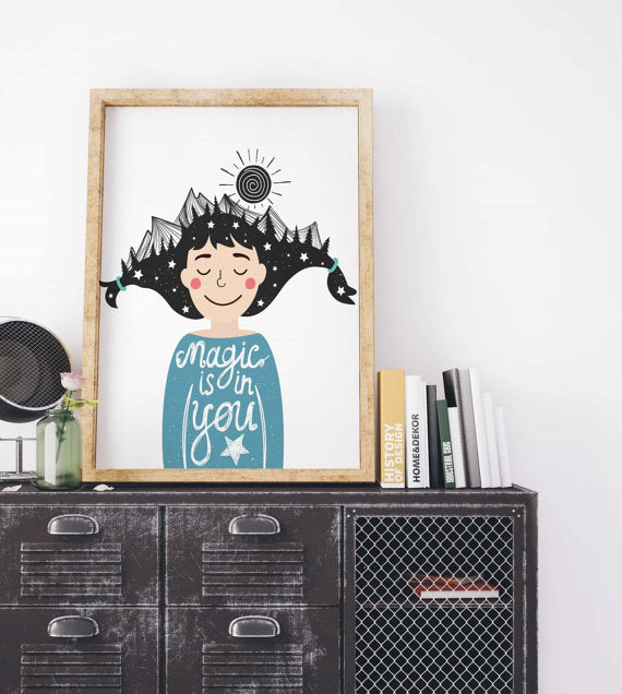 Girl Magic Painting Poster Art Print Canvas Print