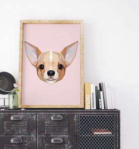 Chihuahua Geometric Art Print Canvas Animal