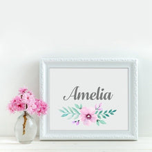 Load image into Gallery viewer, Custom Girl&#39;s Name With Flower Canvas Art Painting
