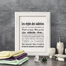 Load image into Gallery viewer, French Toilet Rules Canvas Art Print Poster

