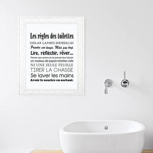 French Toilet Rules Canvas Art Print Poster
