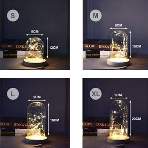 Silver Flower Glass Night Lamp