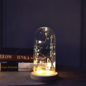 Silver Flower Glass Night Lamp