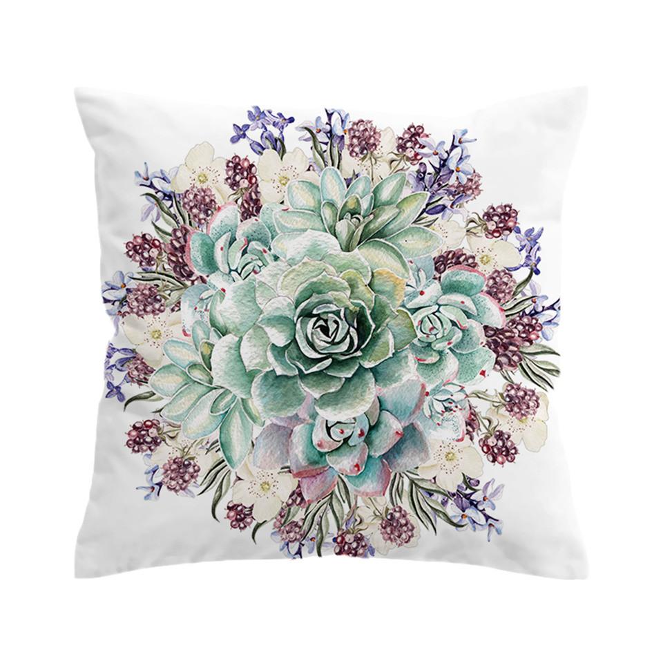 Succulents Cushion Cover Pillow Case Floral Throw